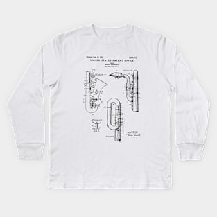 Saxophone Patent Black Kids Long Sleeve T-Shirt